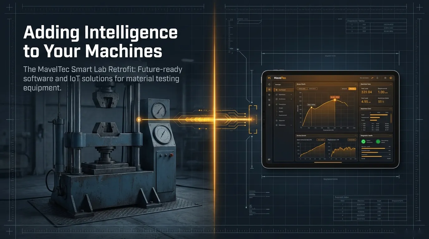 An ageing testing machine connected to a tablet running MavelTec software